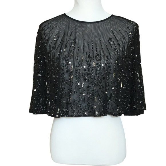 Mac Duggal Beaded Mini Capelet - Picture 2 of 12